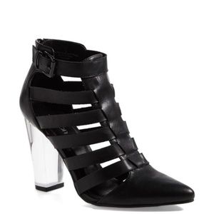 Tildon Pointed Toe Caged Clear Heeled Boots